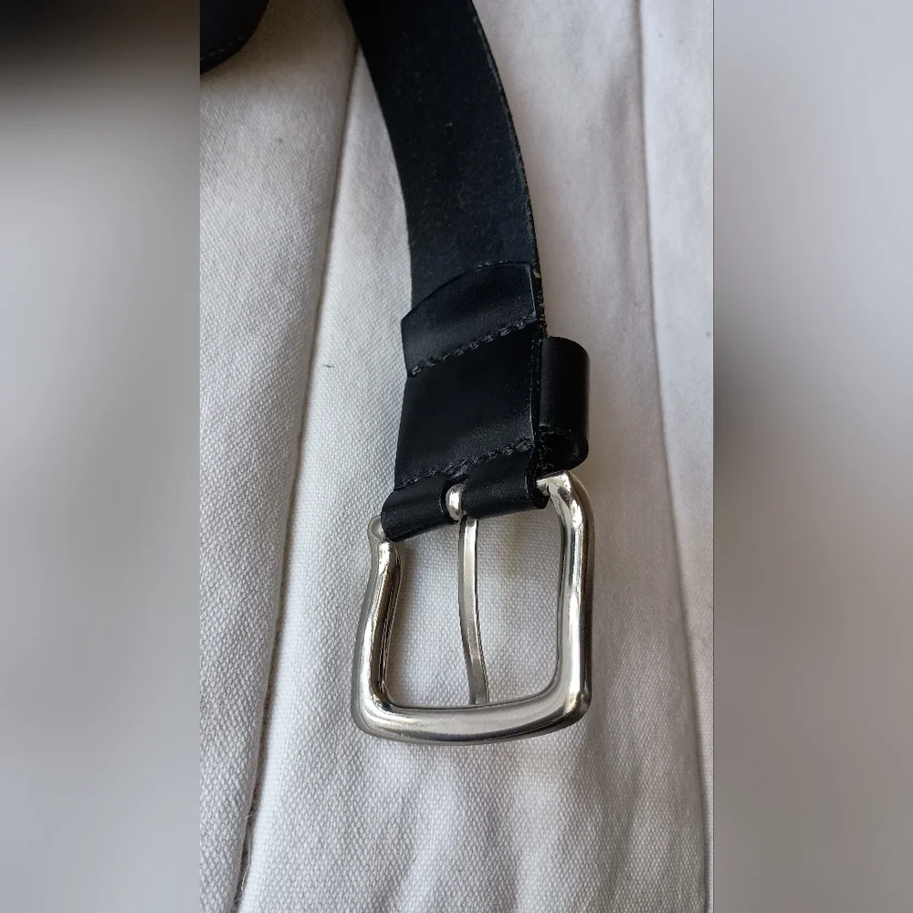 Vintage Remington 12 Gauge Black Leather Belt with Silver Buckle